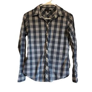 Banana Republic Women Shirt XS Blue Plaid Long Sleeve Button Up Collar Cotton